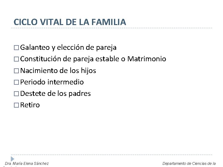 CICLO VITAL DE LA FAMILIA � Galanteo y elección de pareja � Constitución de