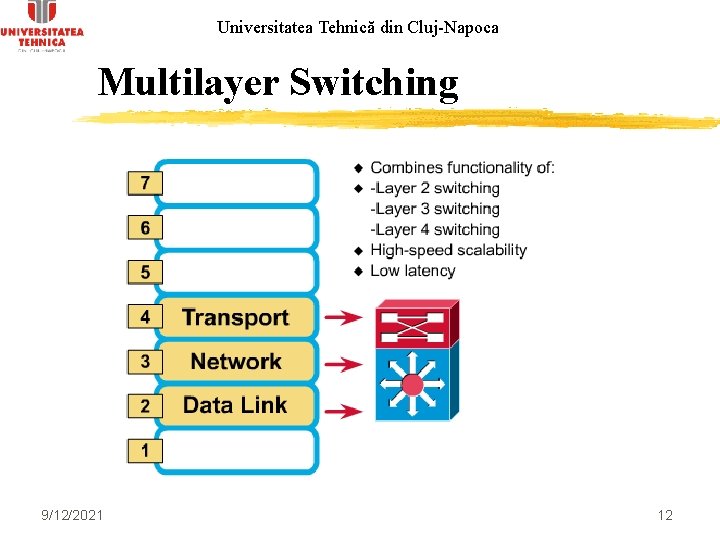 Universitatea Tehnică din Cluj-Napoca Multilayer Switching 9/12/2021 12 