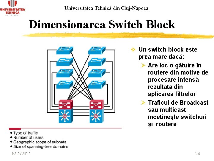 Universitatea Tehnică din Cluj-Napoca Dimensionarea Switch Block v Un switch block este prea mare