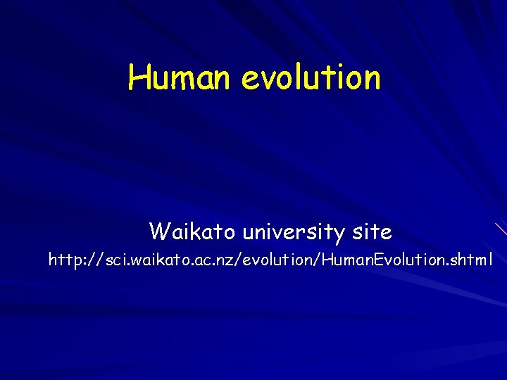 Human evolution Waikato university site http: //sci. waikato. ac. nz/evolution/Human. Evolution. shtml 