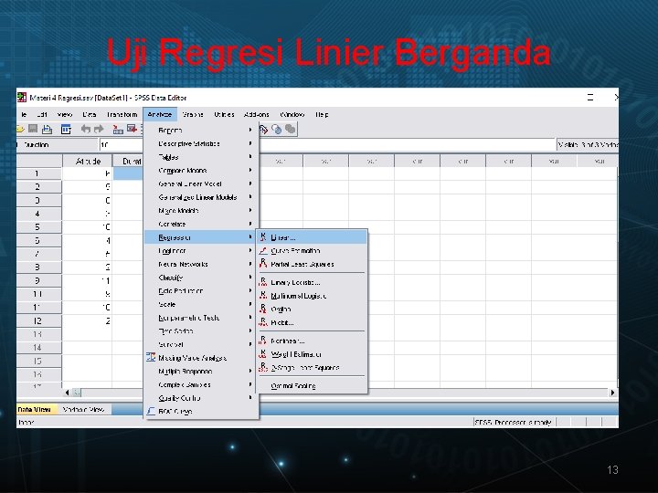 Uji Regresi Linier Berganda 13 