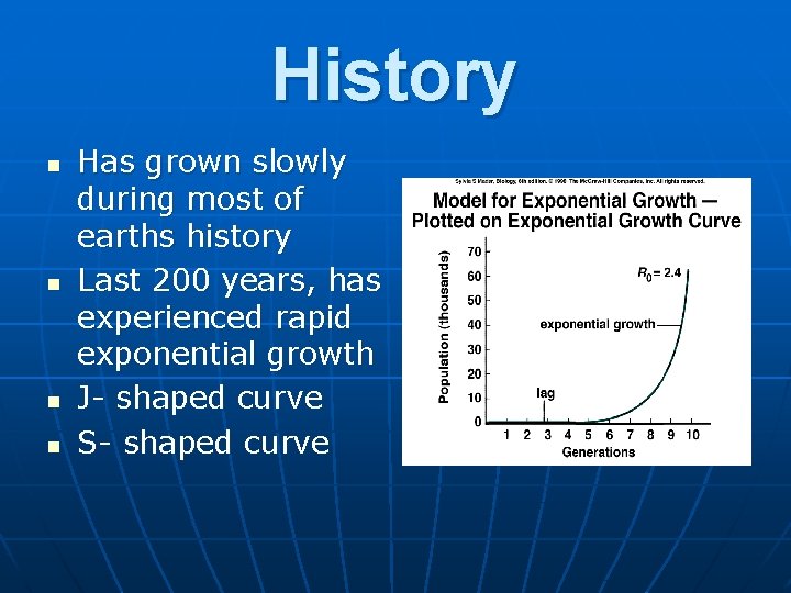 History n n Has grown slowly during most of earths history Last 200 years,