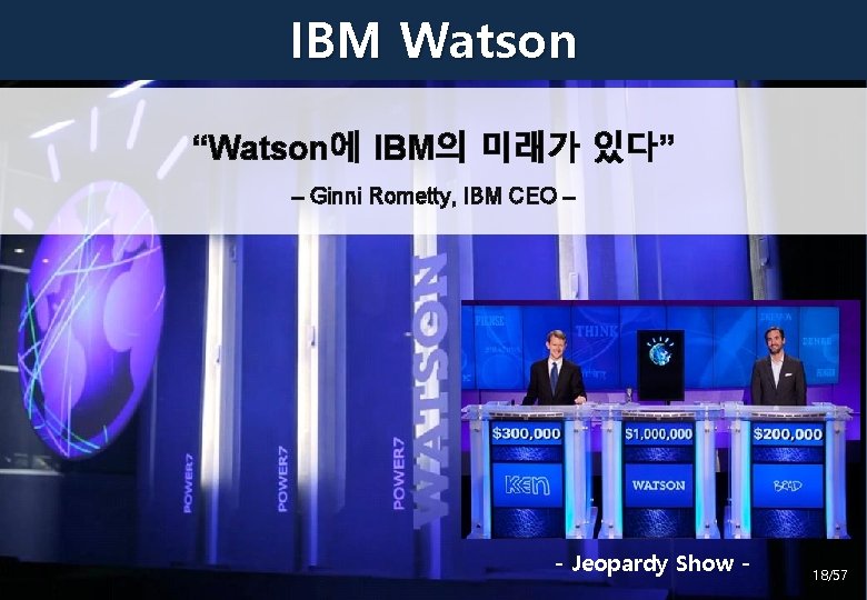 IBM Watson “Watson에 IBM의 미래가 있다” – Ginni Rometty, IBM CEO – - Jeopardy