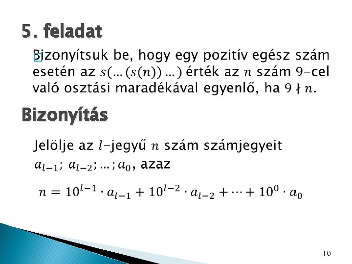 5. feladat � Bizonyítás 10 