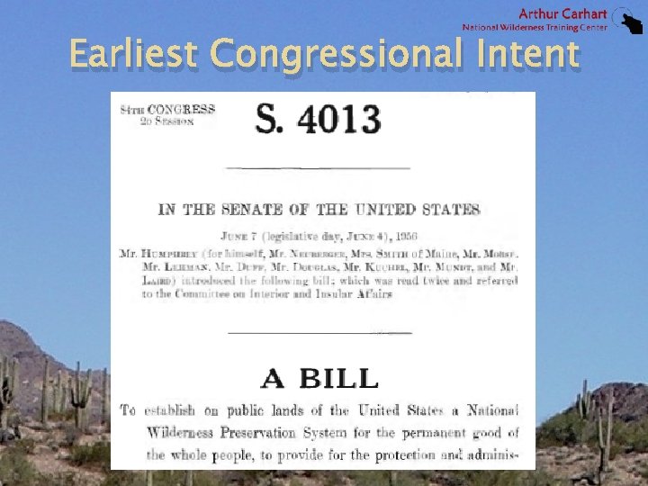 Earliest Congressional Intent 