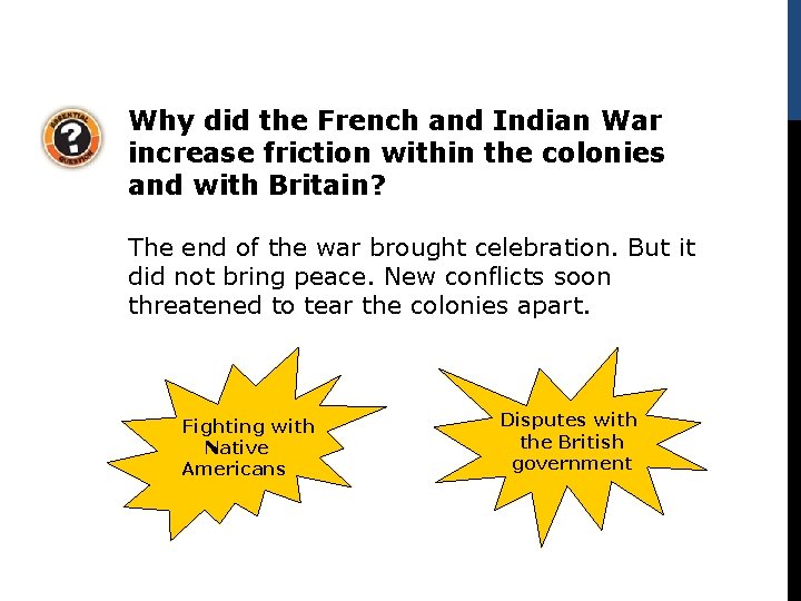 Why did the French and Indian War increase friction within the colonies and with