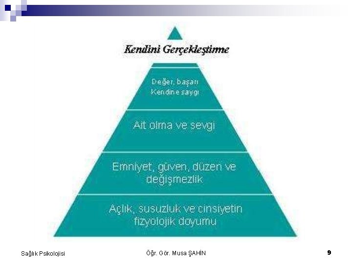 Sağlık Psikolojisi Öğr. Gör. Musa ŞAHİN 9 