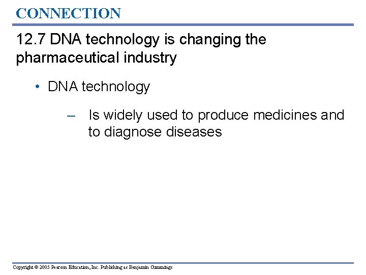 CONNECTION 12. 7 DNA technology is changing the pharmaceutical industry • DNA technology – CONNECTION 12. 7 DNA technology is changing the pharmaceutical industry • DNA technology –