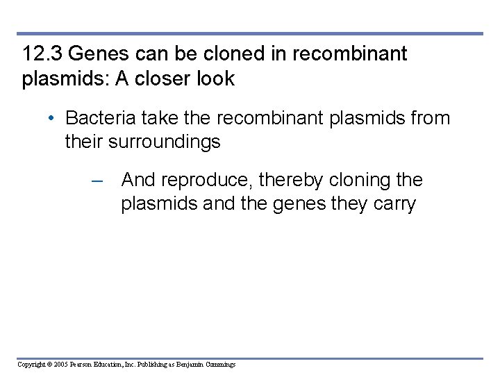 12. 3 Genes can be cloned in recombinant plasmids: A closer look • Bacteria 12. 3 Genes can be cloned in recombinant plasmids: A closer look • Bacteria