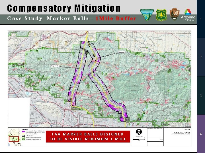 Compensatory Mitigation Case Study–Marker Balls– 1 Mile Buffer 1 2 3 FAA MARKER BALLS