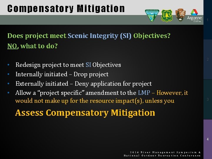 Compensatory Mitigation 1 Does project meet Scenic Integrity (SI) Objectives? NO, what to do?