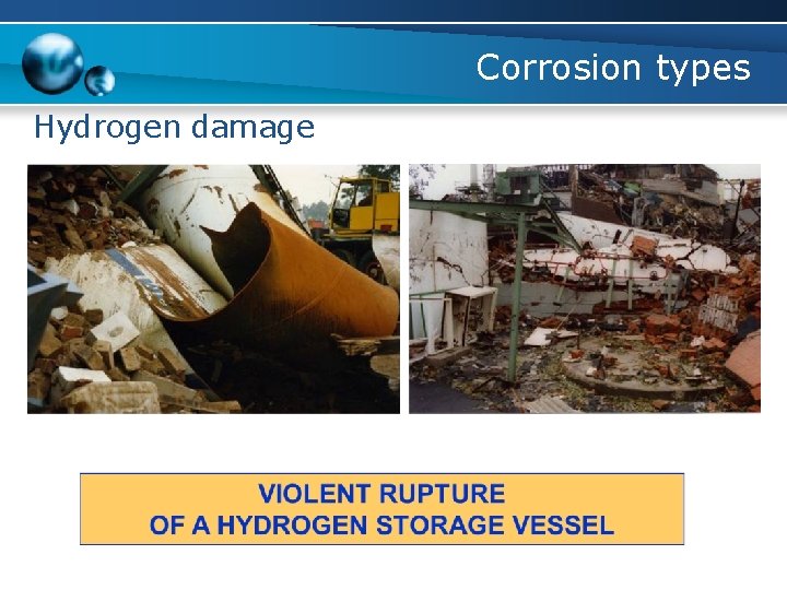 Corrosion types Hydrogen damage 