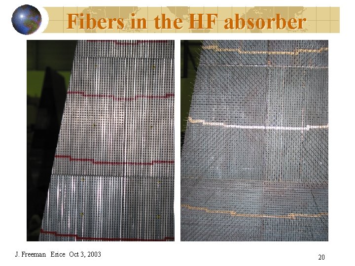 Fibers in the HF absorber J. Freeman Erice Oct 3, 2003 20 