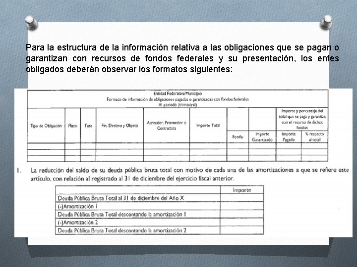 Para la estructura de la información relativa a las obligaciones que se pagan o