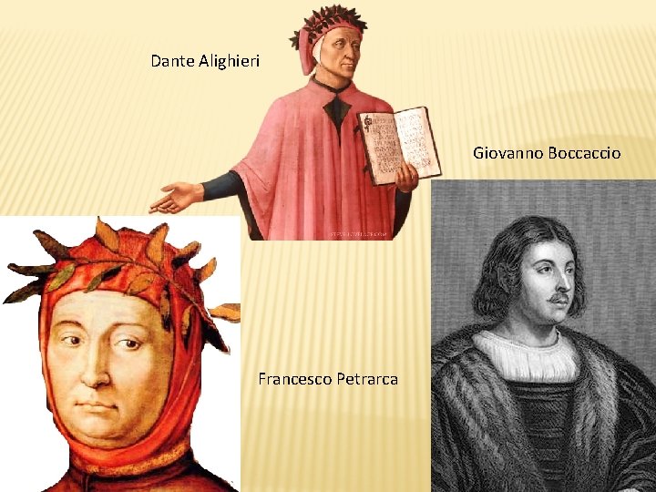 Dante Alighieri Giovanno Boccaccio Francesco Petrarca 