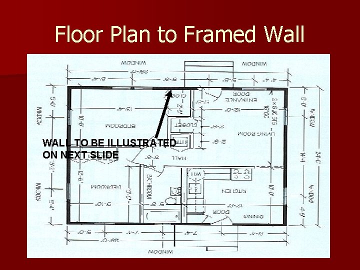 Floor Plan to Framed Wall WALL TO BE ILLUSTRATED ON NEXT SLIDE 
