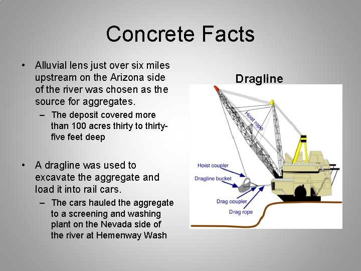 Concrete Facts • Alluvial lens just over six miles upstream on the Arizona side