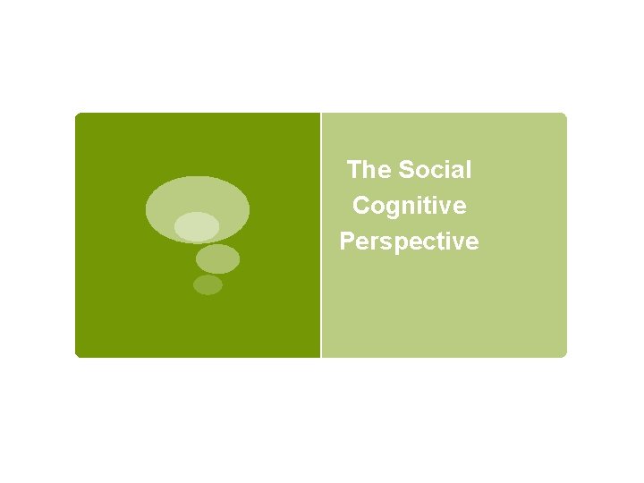 The Social Cognitive Perspective. 
