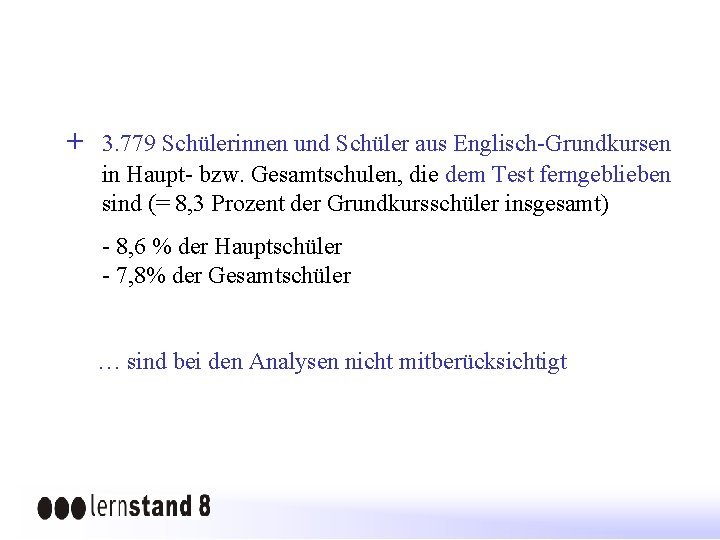 + 3. 779 Schülerinnen und Schüler aus Englisch-Grundkursen in Haupt- bzw. Gesamtschulen, die dem