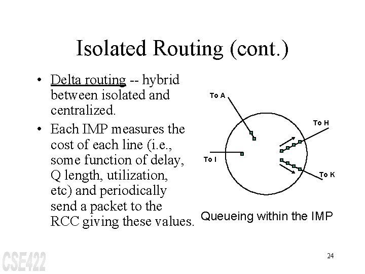 Isolated Routing (cont. ) • Delta routing -- hybrid To A between isolated and