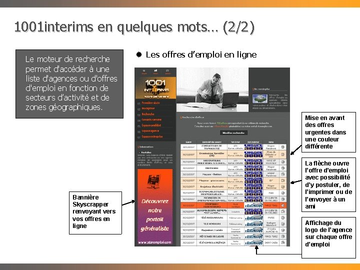 1001 interims en quelques mots… (2/2) Le moteur de recherche permet d'accéder à une