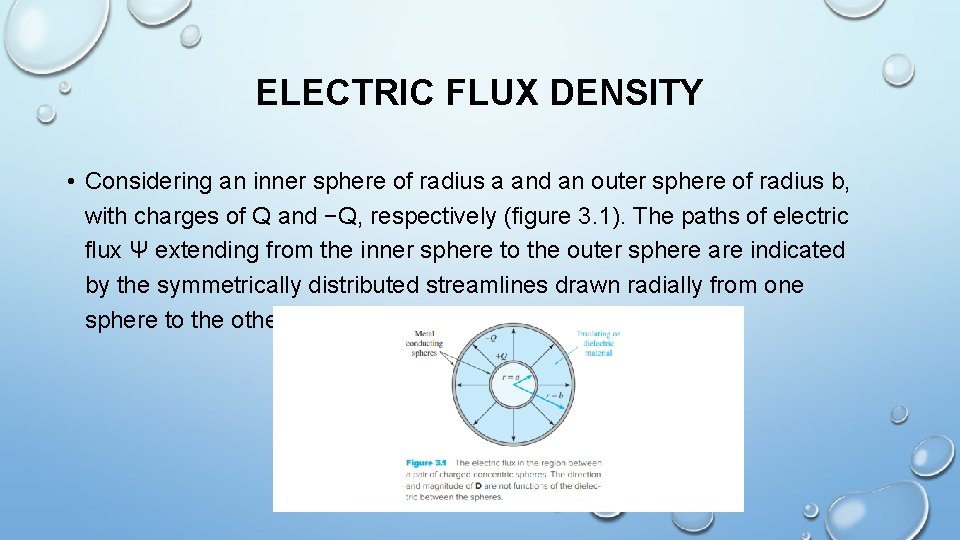 ELECTRIC FLUX DENSITY • Considering an inner sphere of radius a and an outer