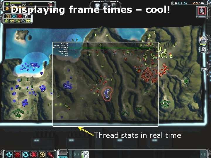 Displaying frame times – cool! Thread stats in real time 