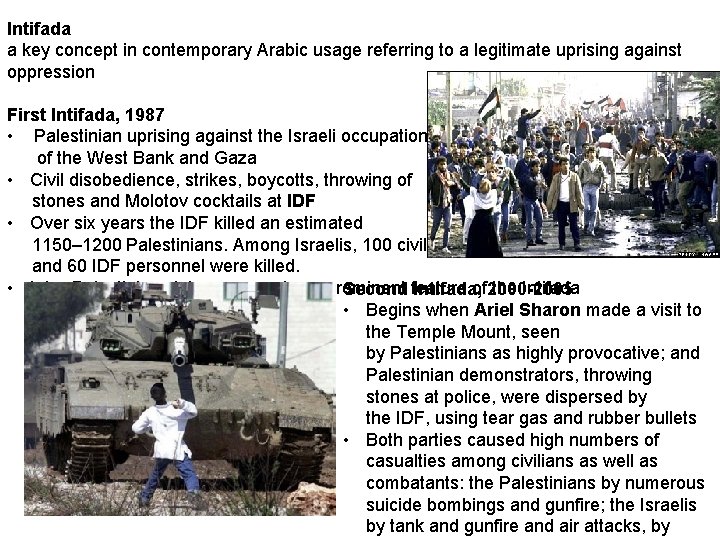 Intifada a key concept in contemporary Arabic usage referring to a legitimate uprising against