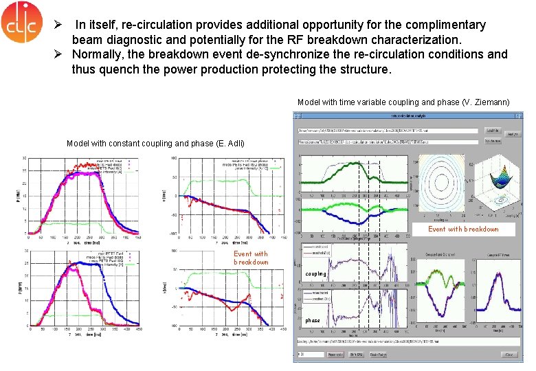 Ø In itself, re-circulation provides additional opportunity for the complimentary beam diagnostic and potentially