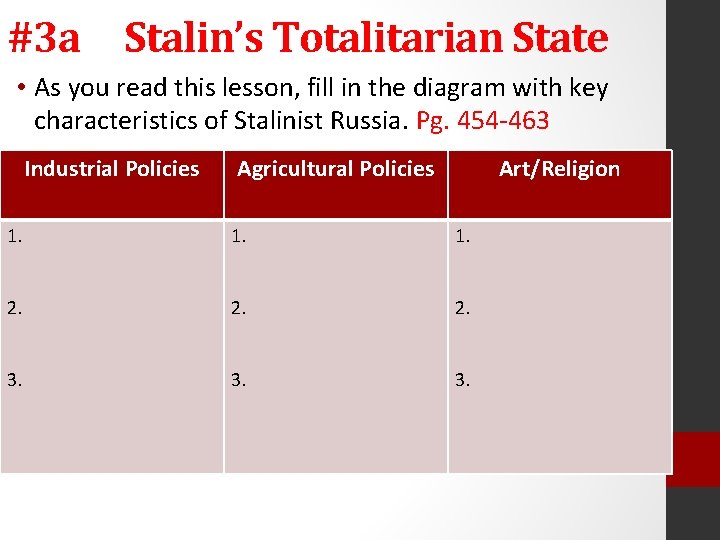 #3 a Stalin’s Totalitarian State • As you read this lesson, fill in the #3 a Stalin’s Totalitarian State • As you read this lesson, fill in the