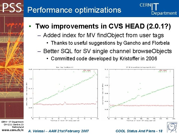 Performance optimizations • Two improvements in CVS HEAD (2. 0. 1? ) – Added