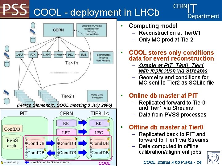 COOL - deployment in LHCb • Computing model – Reconstruction at Tier 0/1 –