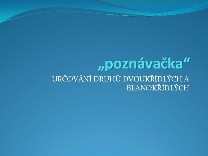 „poznávačka“ URČOVÁNÍ DRUHŮ DVOUKŘÍDLÝCH A BLANOKŘÍDLÝCH 