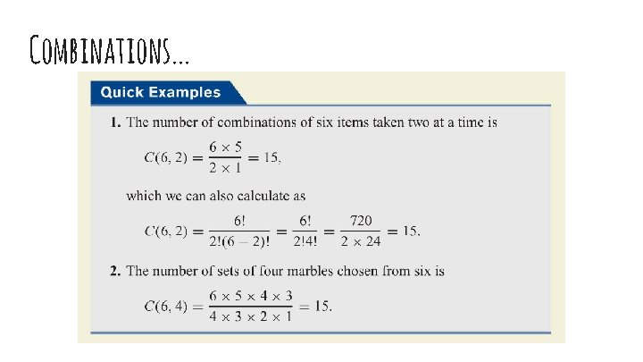 Combinations. . . 