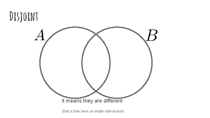 Disjoint Unions. . . it means they are different (that is they have an