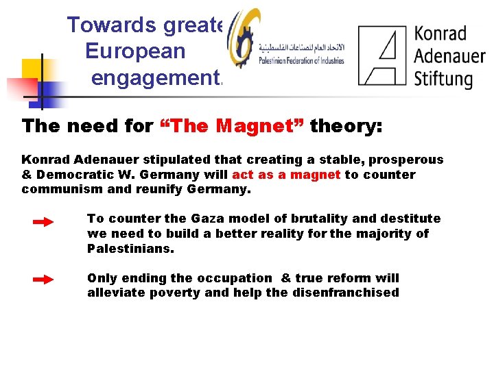 Towards greater European engagement. The need for “The Magnet” theory: Konrad Adenauer stipulated that