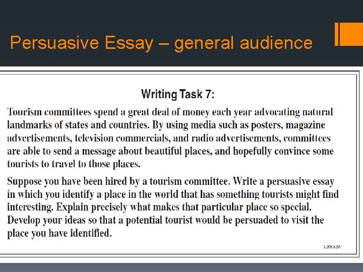 Persuasive Essay – general audience 