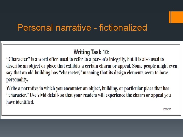 Personal narrative - fictionalized 