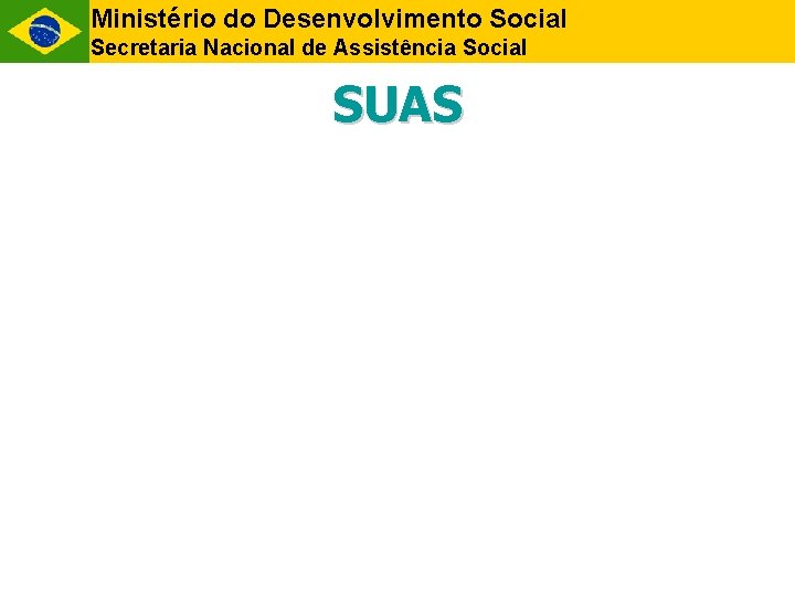Ministério do Desenvolvimento Social Secretaria Nacional de Assistência Social SUAS 
