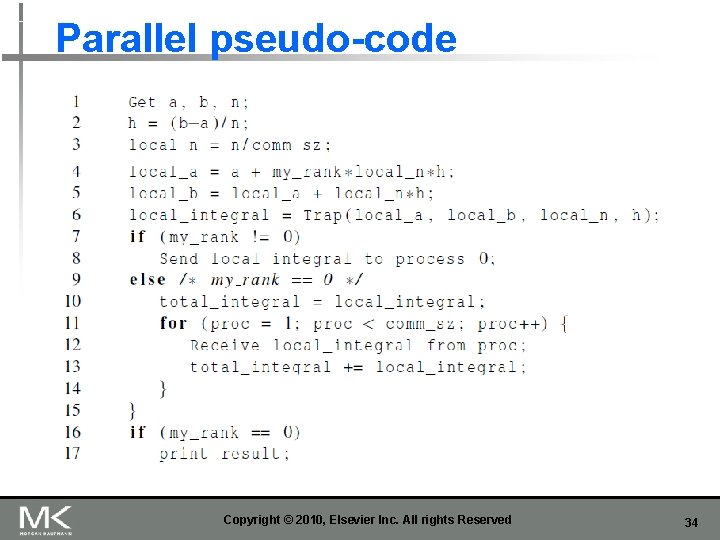 Parallel pseudo-code Copyright © 2010, Elsevier Inc. All rights Reserved 34 