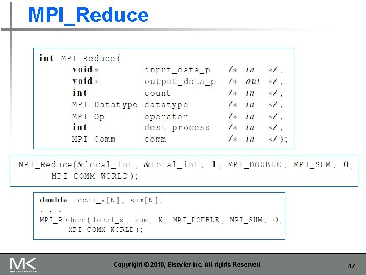 MPI_Reduce Copyright © 2010, Elsevier Inc. All rights Reserved 47 