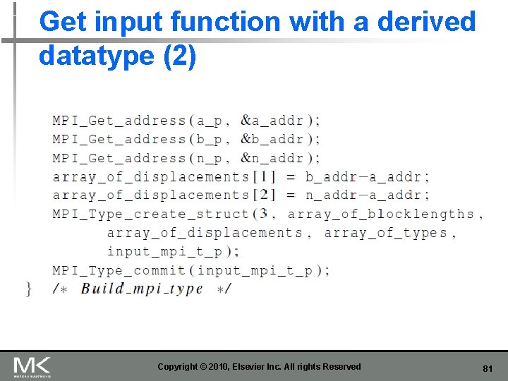 Get input function with a derived datatype (2) Copyright © 2010, Elsevier Inc. All