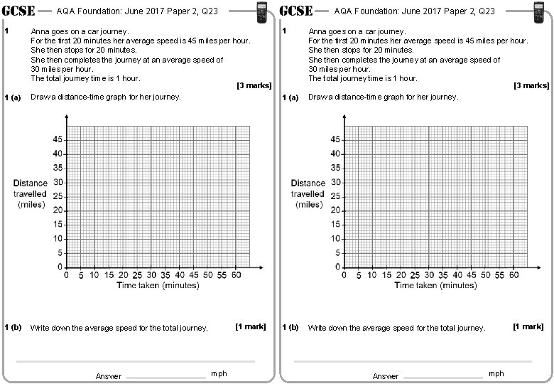 AQA Foundation: June 2017 Paper 2, Q 23 1 (a) Anna goes on a