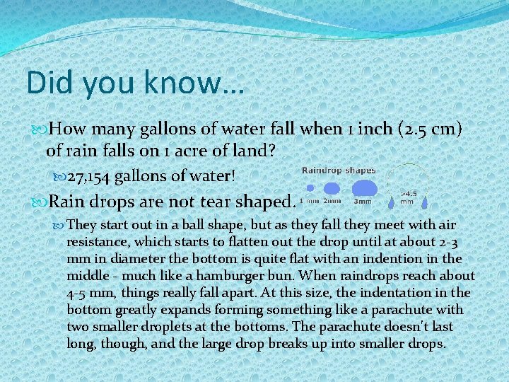 Did you know… How many gallons of water fall when 1 inch (2. 5