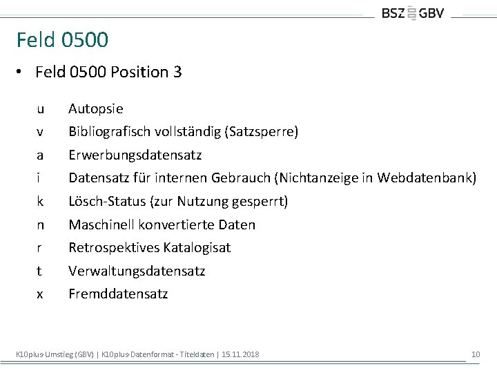 Feld 0500 • Feld 0500 Position 3 u Autopsie v Bibliografisch vollständig (Satzsperre) a