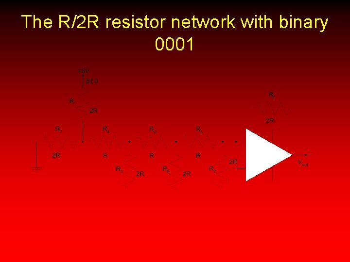 The R/2 R resistor network with binary 0001 
