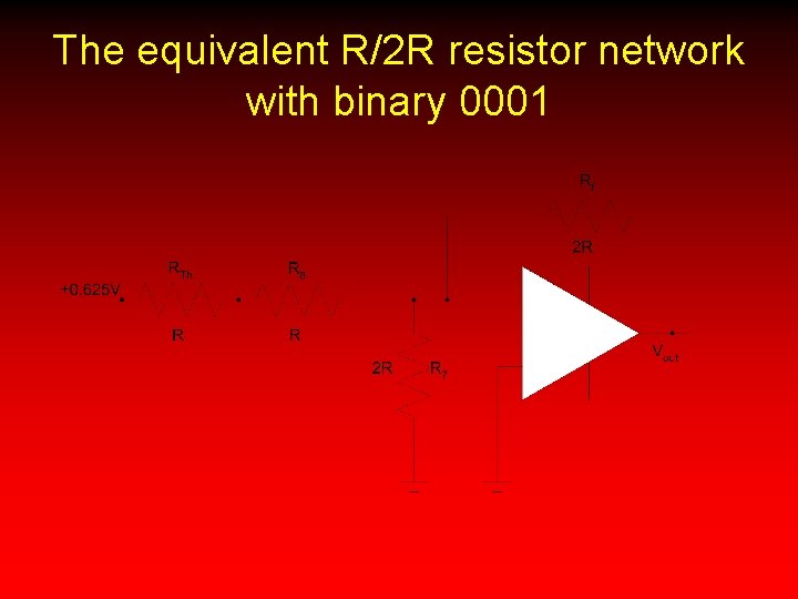 The equivalent R/2 R resistor network with binary 0001 