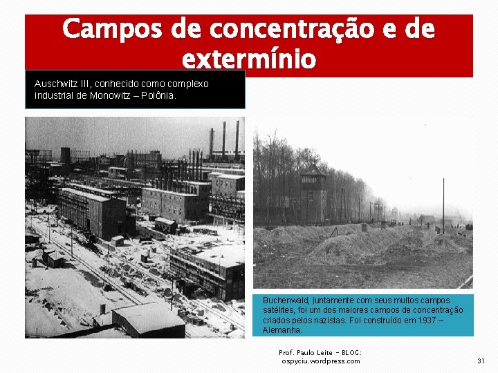 Campos de concentração e de extermínio Auschwitz III, conhecido complexo industrial de Monowitz –