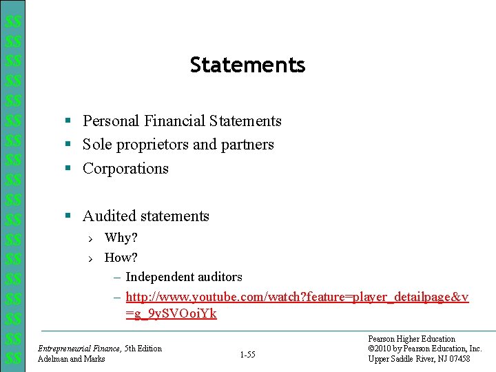 $$ $$ $$ $$ $$ Statements § Personal Financial Statements § Sole proprietors and