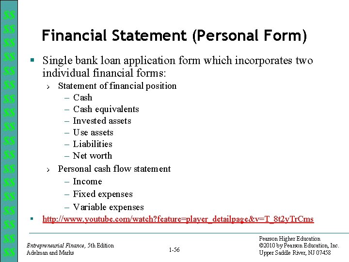$$ $$ $$ $$ $$ Financial Statement (Personal Form) § Single bank loan application